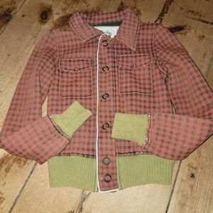 We The Free People Plaid Snap Up Distressed Bomber Jacket Hoboscentric Retro